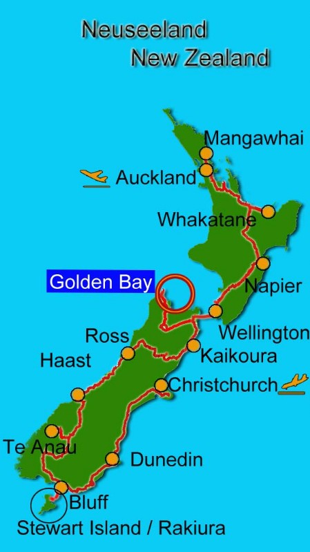 Karte Neuseeland Golden Bay