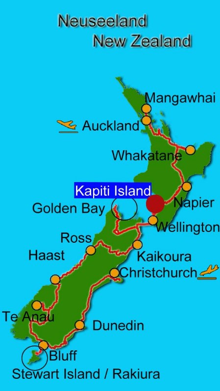 Karte Neuseeland Kapiti island