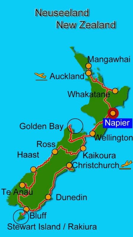 Karte Neuseeland Napier