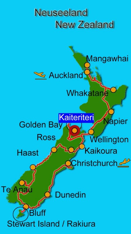 Karte Neuseeland Northeast