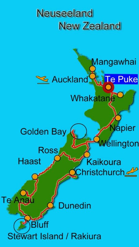 Karte Neuseeland Te Puke