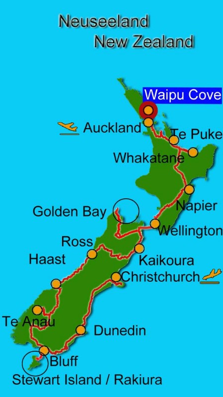 Karte Neuseeland Waipu Cove