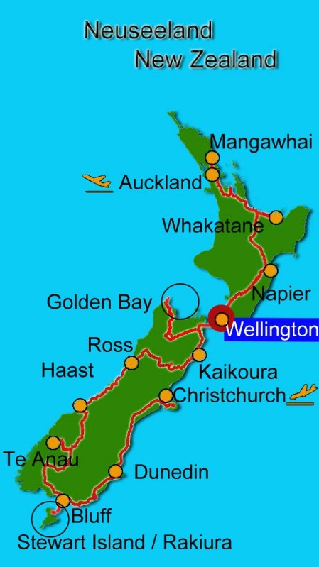 Karte Neuseeland Wellington