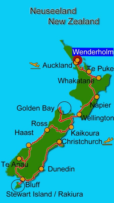 Karte Neuseeland Wenderholm