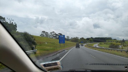 Behind Auckland a well developed highway section began
